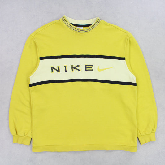 RARE Vintage 1990s Nike Spell Out Sweatshirt Yellow  - (M)