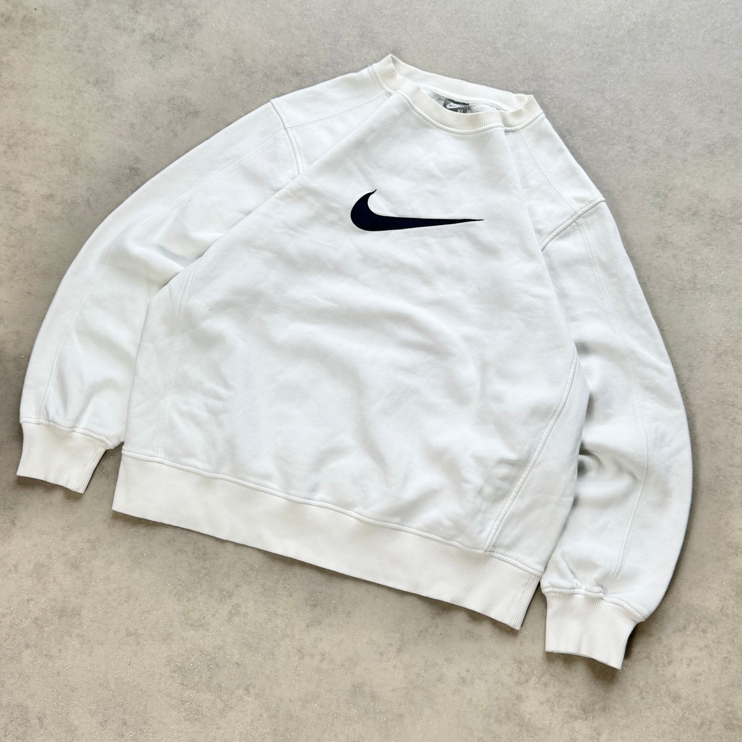 RARE 2000s Nike Swoosh Sweatshirt White - (L)