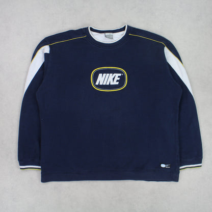 RARE Vintage 00s Nike Spell Out Sweatshirt Navy - (L)