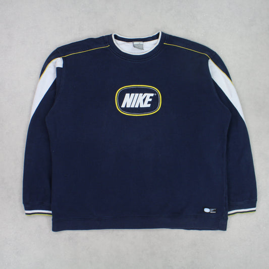 RARE Vintage 00s Nike Spell Out Sweatshirt Navy - (L)