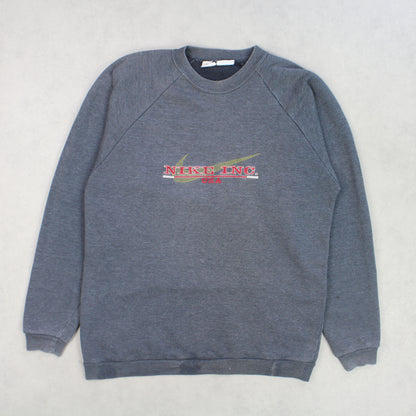 RARE Vintage 1990s Nike Spell Out Sweatshirt Grey - (L)