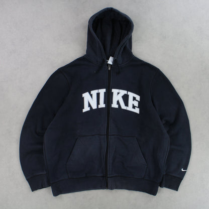 RARE Vintage 00s Nike Zip Up Hoodie Black - (L)