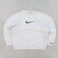 RARE 00s Nike Swoosh Sweatshirt Cream - (XS)