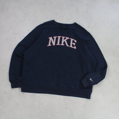 RARE Vintage 00s Nike Spell Out Sweatshirt Navy - (XL)