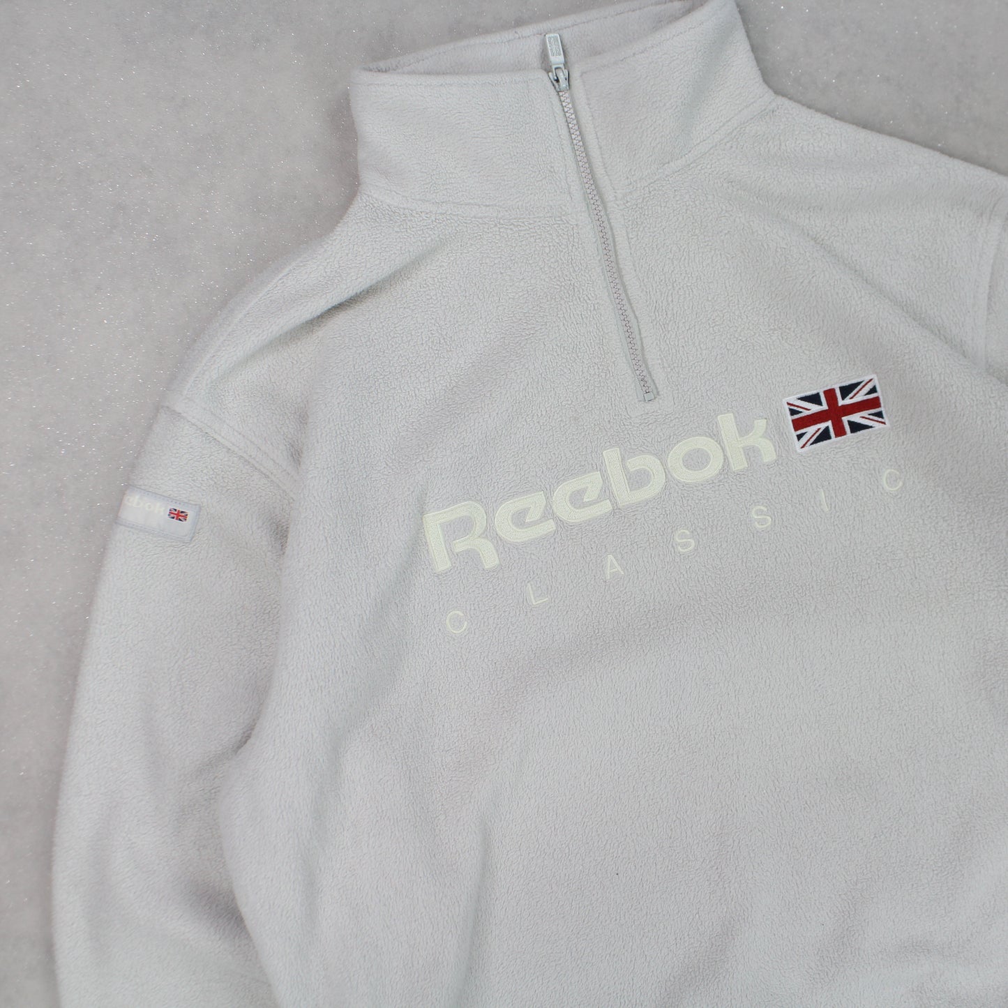 RARE 90s Reebok 1/4 Zip Fleece Cream - (L)