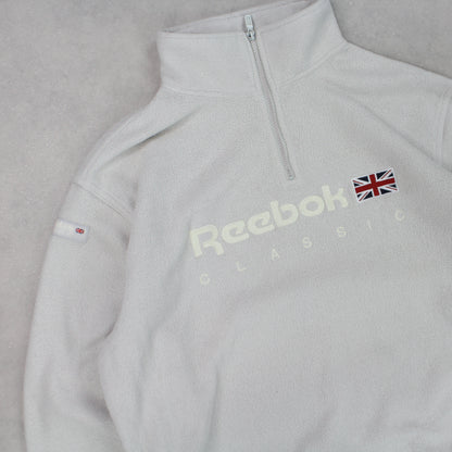 RARE 90s Reebok 1/4 Zip Fleece Cream - (L)