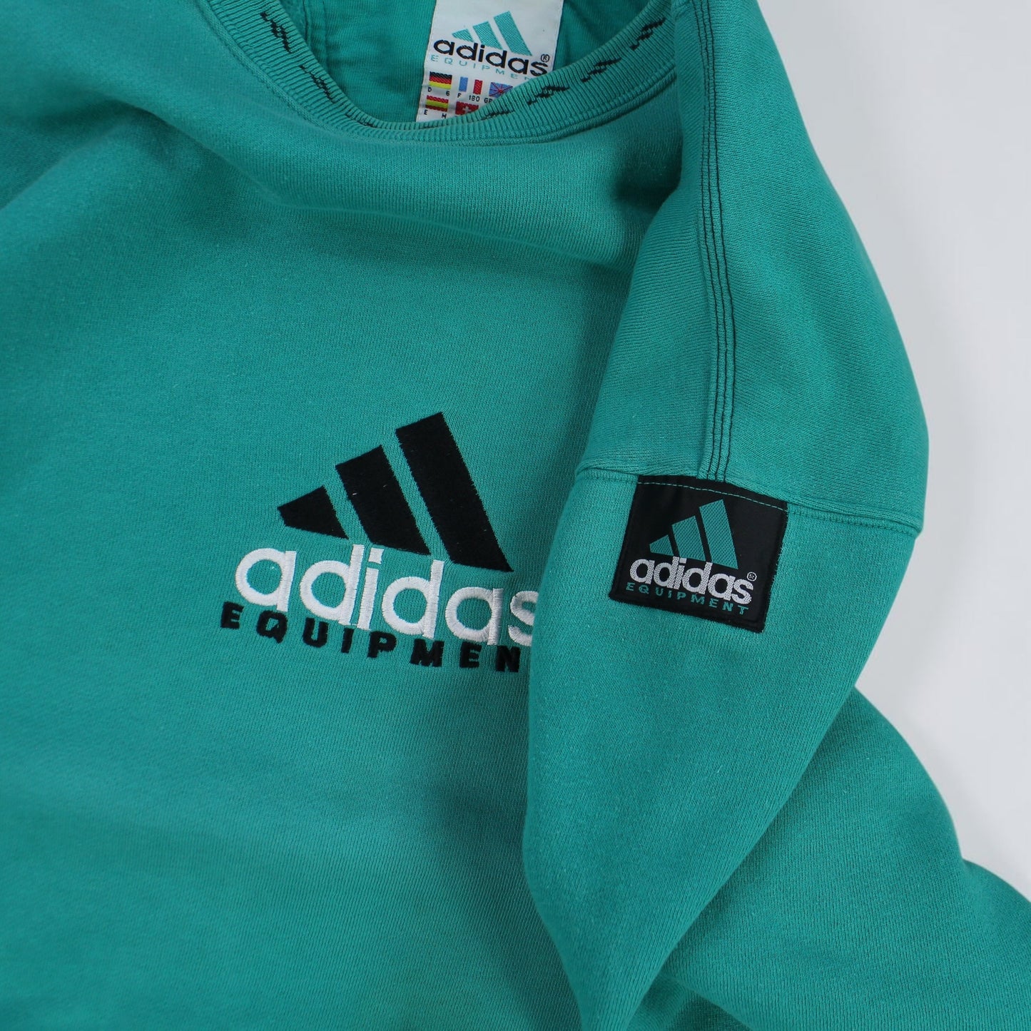 RARE 1990s Adidas EQT Sweatshirt Green - (M)