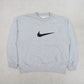 RARE 1990s Nike Swoosh Sweatshirt Grey - (M)