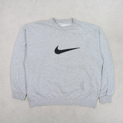 RARE 1990s Nike Swoosh Sweatshirt Grey - (M)