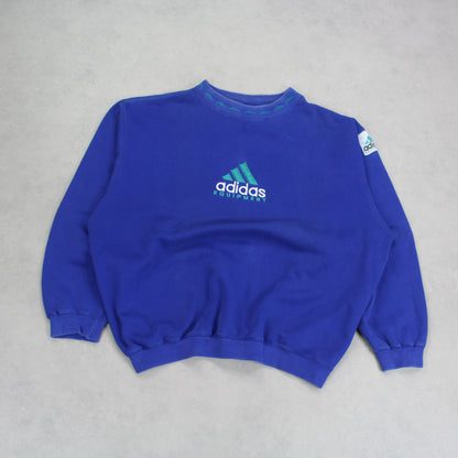 RARE Vintage 1990s Adidas EQT Sweatshirt Blue - (S)