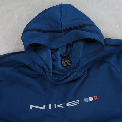 VERY RARE 1990s Nike Spell Out Hoodie Blue - (XL)