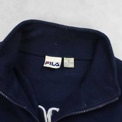 Vintage 1990s Fila 1/4 Zip Fleece Navy - (XXL)