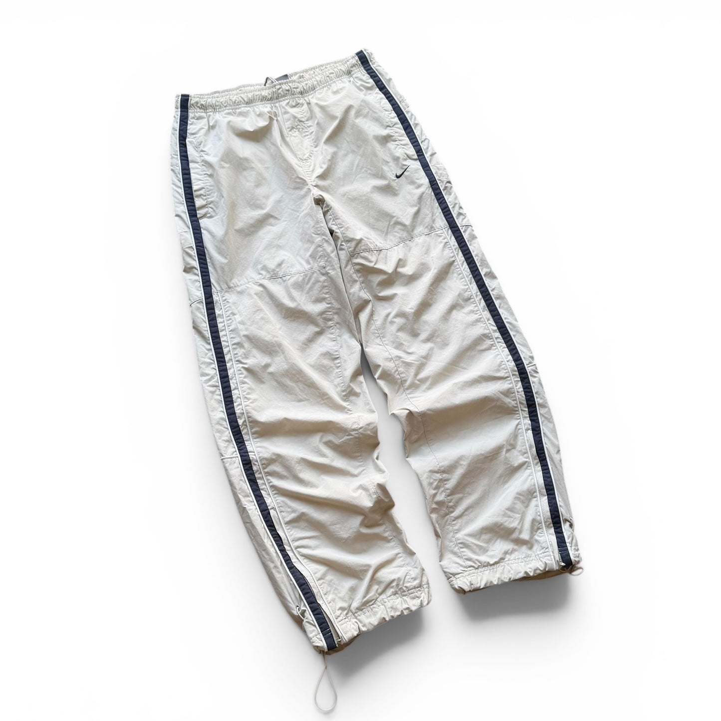 RARE 2000s Baggy Nike Trackpants Cream - (M)