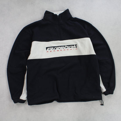 RARE Vintage 1990s Reebok 1/4 Zip Fleece Black - (XL)