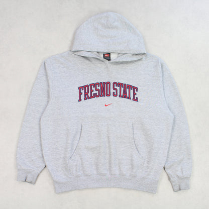 RARE Vintage 1990s Nike Fresno State Spell Out Hoodie Grey - (M)