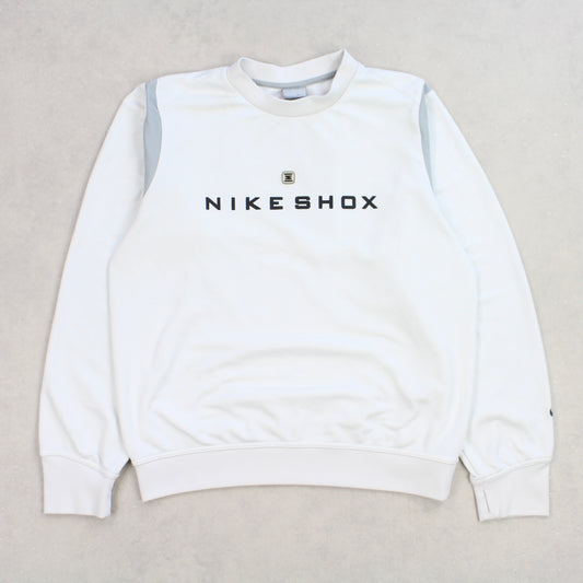 SUPER RARE Vintage 00s Nike Shox Spell Out Sweatshirt White - (S)