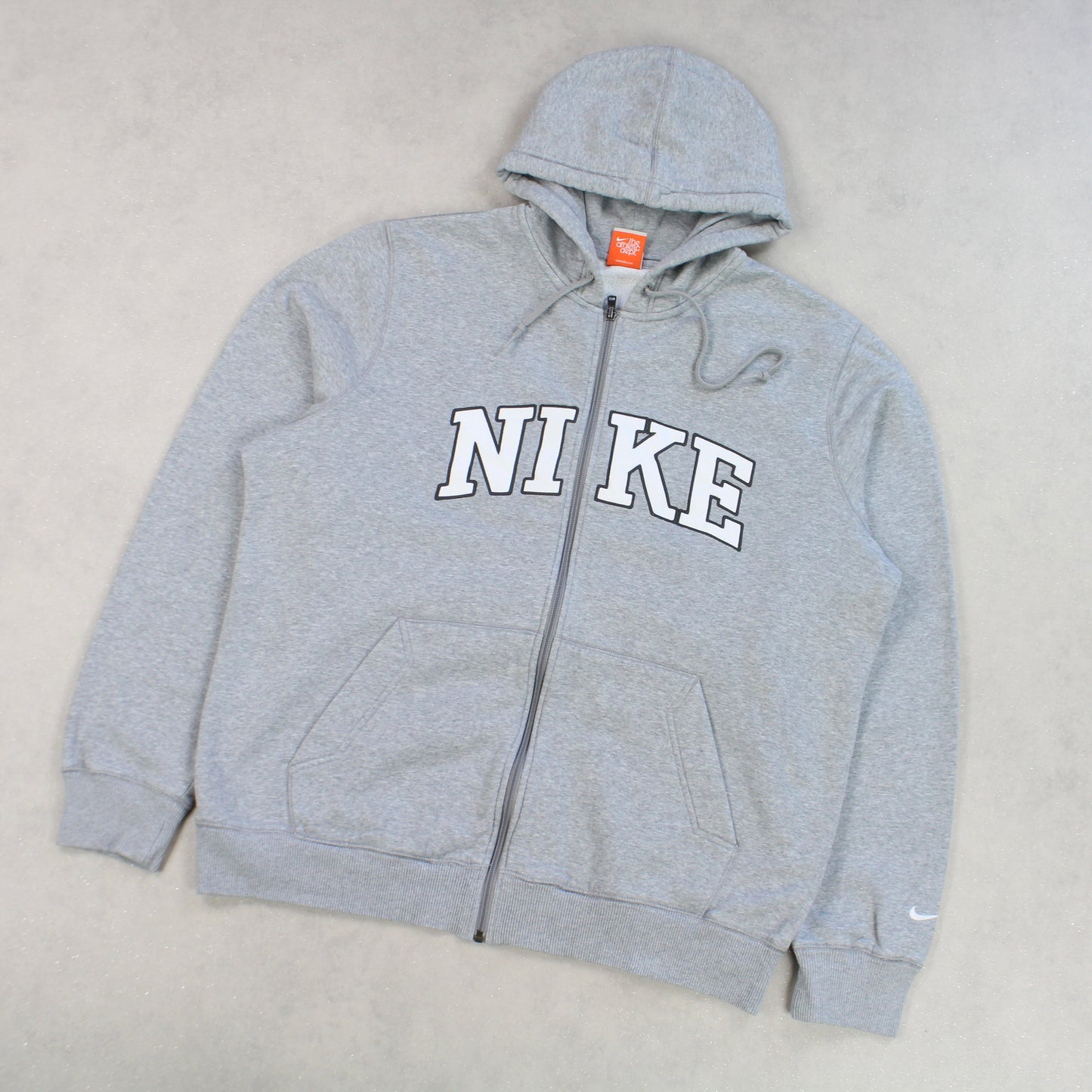 RARE Vintage 00s Nike Zip Up Hoodie Grey - (XL)