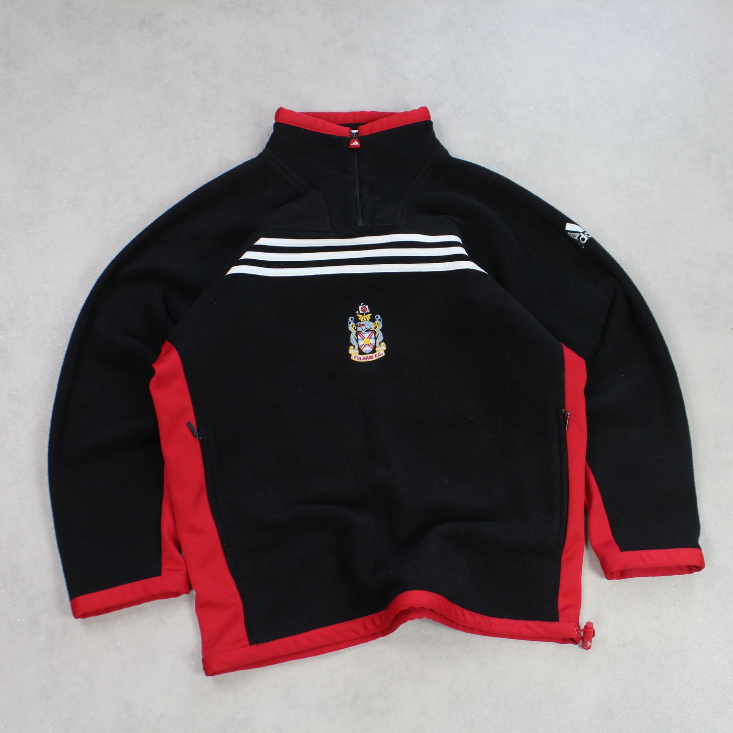 SUPER RARE Vintage 1990s Adidas Fulham FC 1/4 Zip Fleece Black - (M)