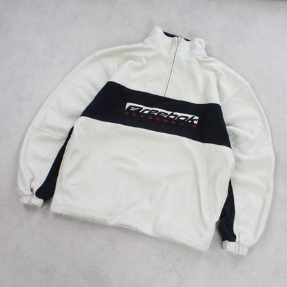 RARE Vintage 1990s Reebok 1/4 Zip Fleece Cream - (L)