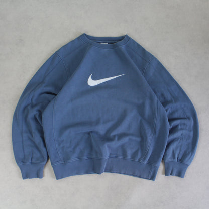 RARE 2000s Nike Swoosh Sweatshirt Blue - (L)