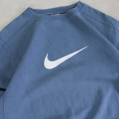 RARE 2000s Nike Swoosh Sweatshirt Blue - (L)