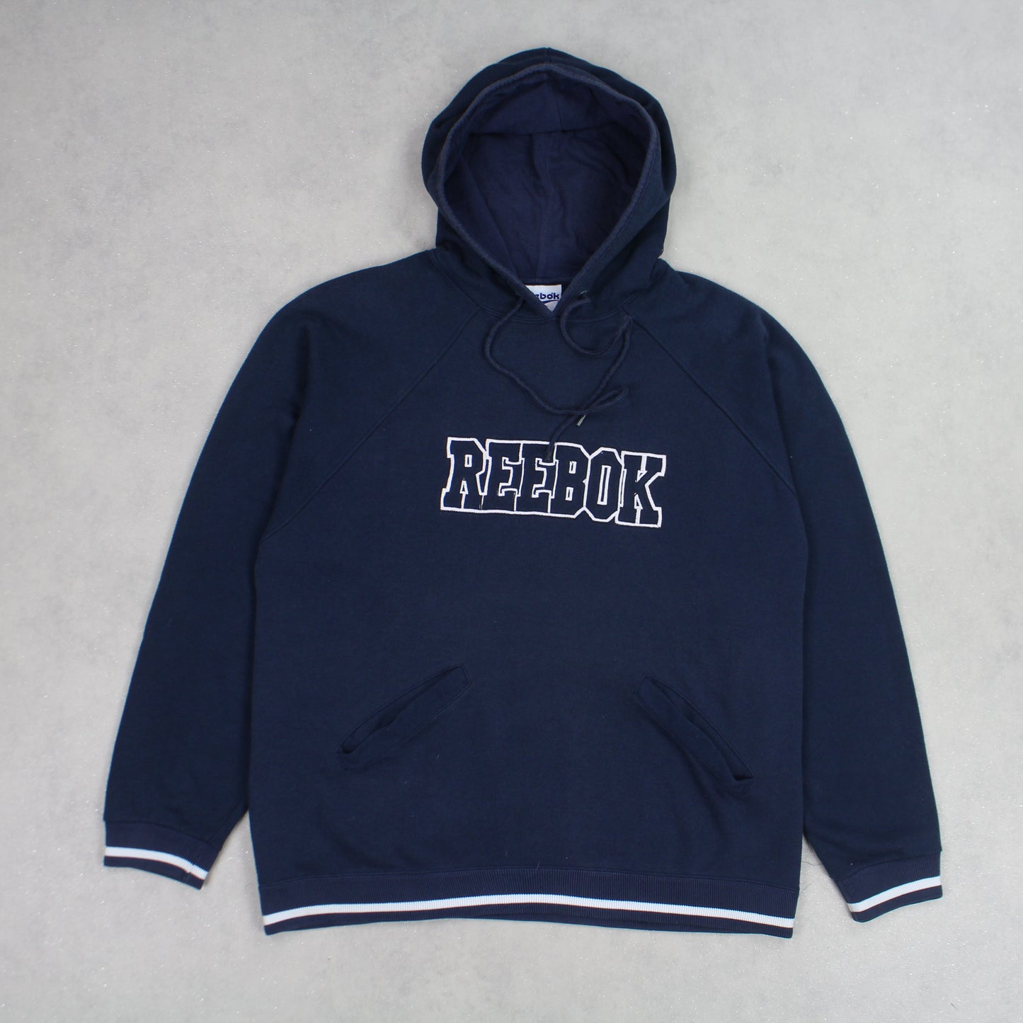 RARE Vintage Reebok Spell Out Hoodie Navy - (L)