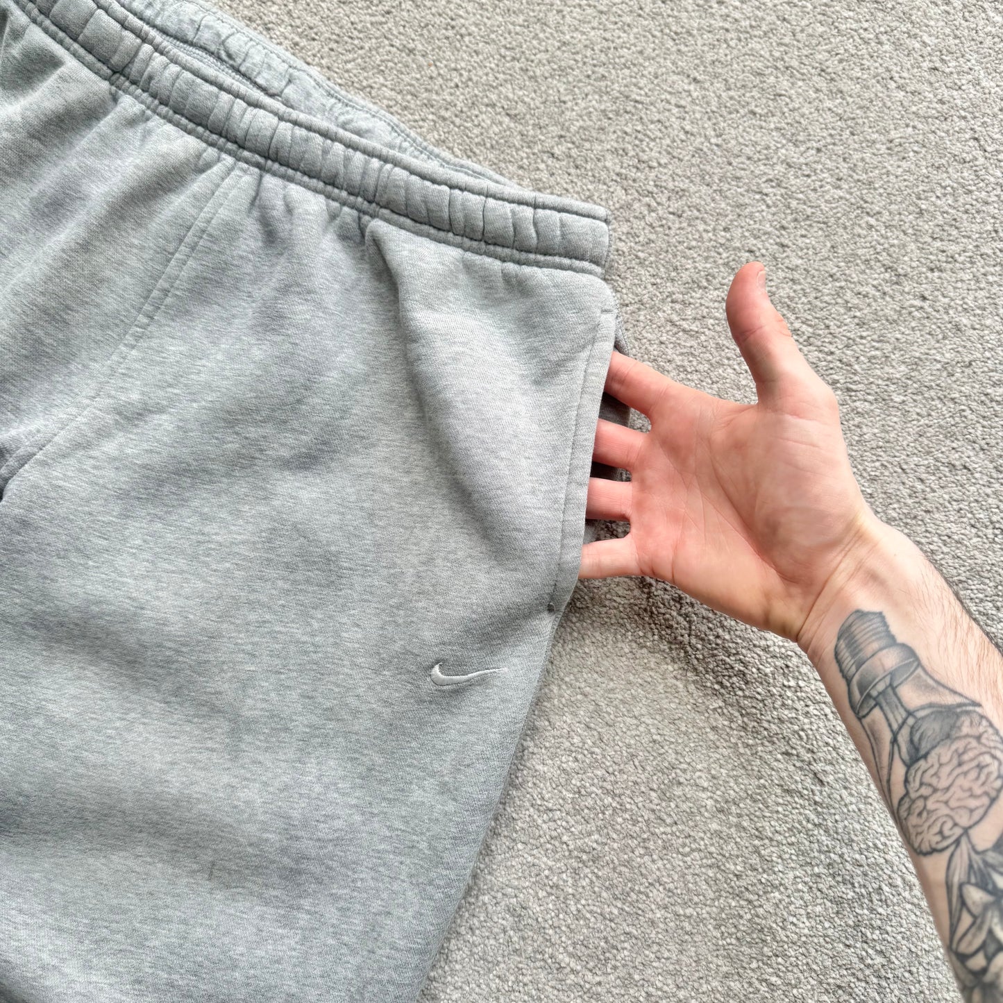 RARE 2000s Wide Leg Nike Joggers Grey - (M)
