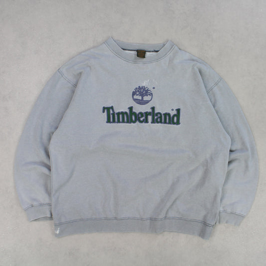 RARE Vintage 1990s Timberland Spell Out Sweatshirt Light Blue - (M)