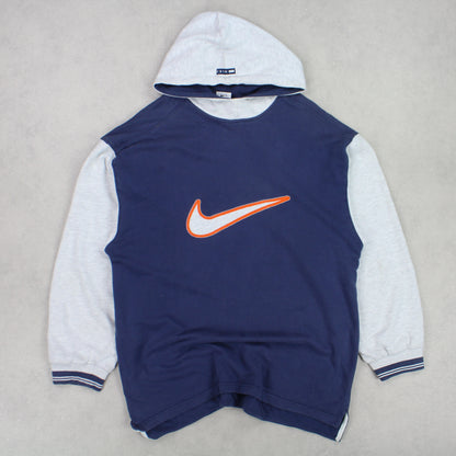 RARE 1990s Nike Swoosh Hoodie Navy - (L)