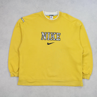 RARE Vintage 1990s Nike Spell Out Sweatshirt Yellow  - (XL)