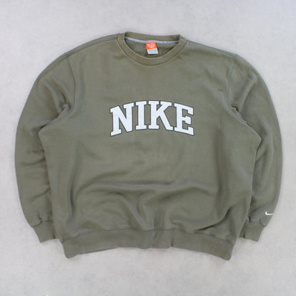 RARE 00s Nike Spell Out Sweatshirt Green - (XL)