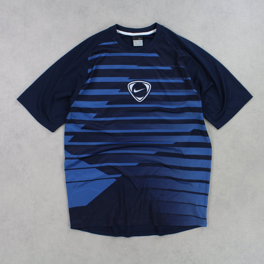 RARE 00s Nike Swoosh T-Shirt Navy - (L)