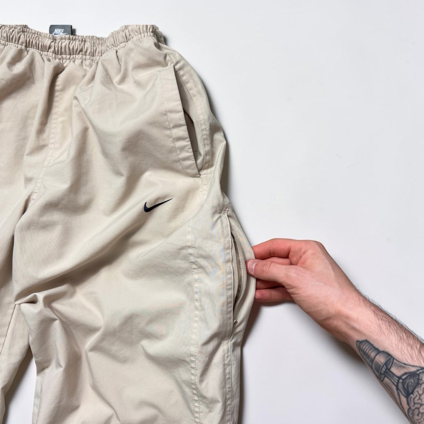 SUPER RARE 2000s Nike Trackpants Cream *PREMIUM* - (S)