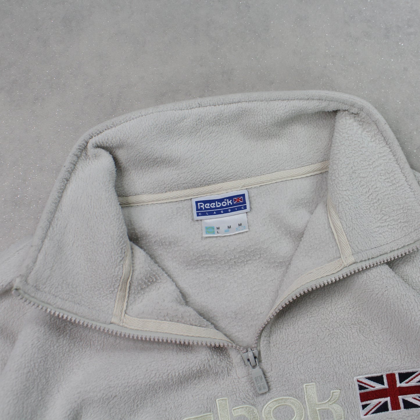 RARE 90s Reebok 1/4 Zip Fleece Cream - (L)