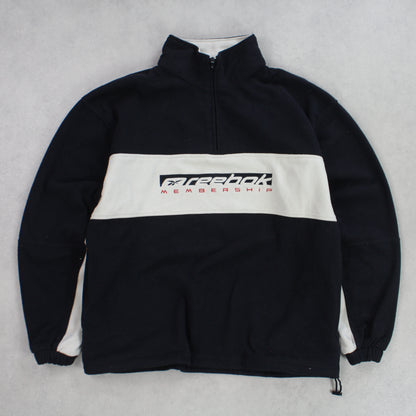 RARE Vintage 1990s Reebok 1/4 Zip Fleece Black - (XL)