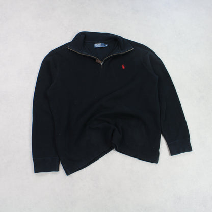 Vintage Ralph Lauren 1/4 Zip Jumper Black - (S)