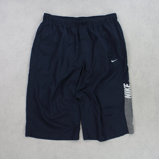 RARE 00s Nike Track 3/4 Shorts Navy - (M)