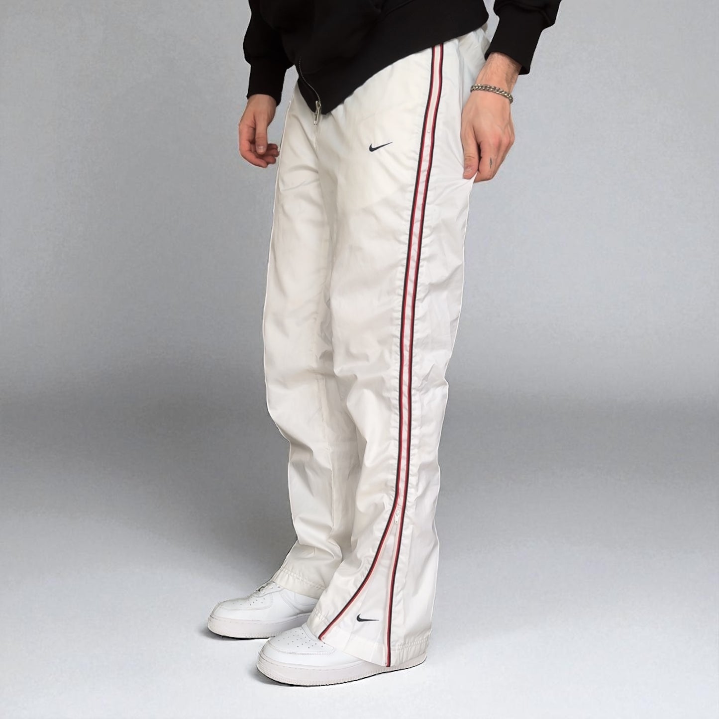 SUPER RARE 2000s Nike Trackpants White - (L)