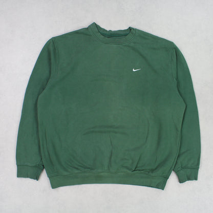 RARE Vintage 00s Nike Swoosh Sweatshirt Green - (XL)