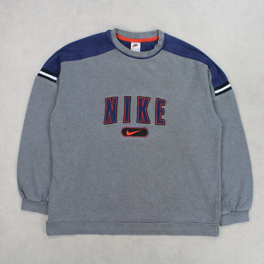 RARE Vintage 00s Nike Spell Out Sweatshirt Grey - (XL)