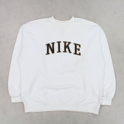 RARE Vintage 1990s Nike Spell Out Sweatshirt White - (XL)