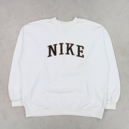 RARE Vintage 1990s Nike Spell Out Sweatshirt White - (XL)