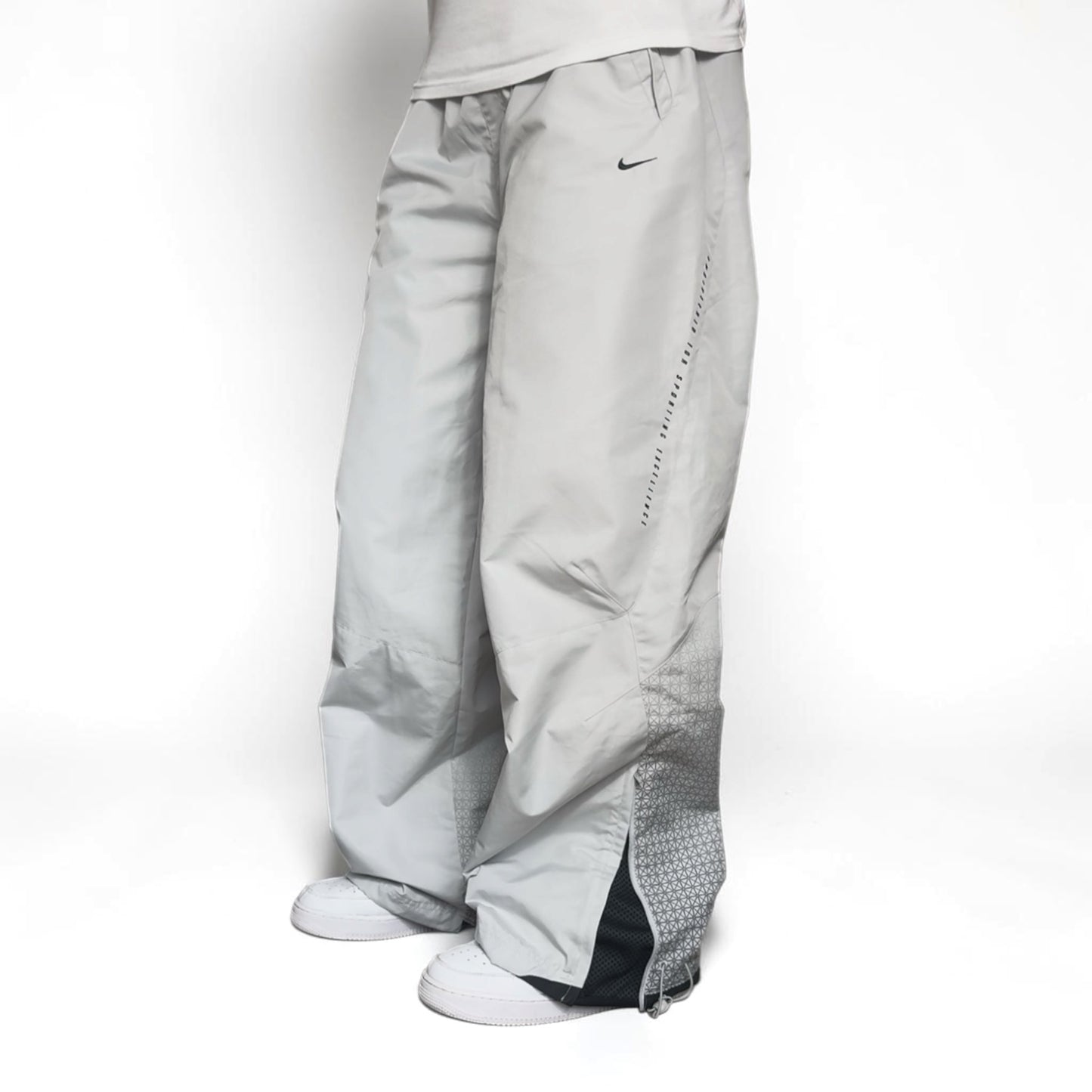 RARE 2000s Super Baggy Nike Trackpants Grey - (XL)