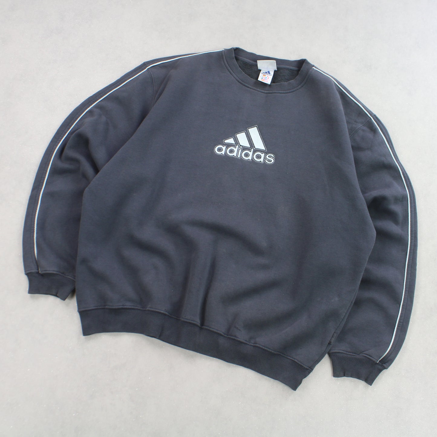 RARE Vintage 1990s Adidas Sweatshirt Grey - (XL)