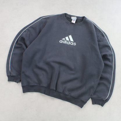 RARE Vintage 1990s Adidas Sweatshirt Grey - (XL)