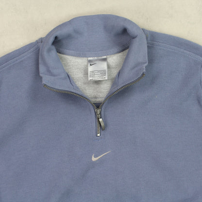 Vintage 00s Nike Q-Zip Sweatshirt Blue - (XS)