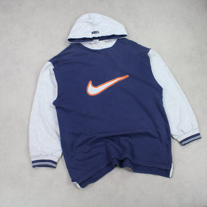 RARE 1990s Nike Swoosh Hoodie Navy - (L)