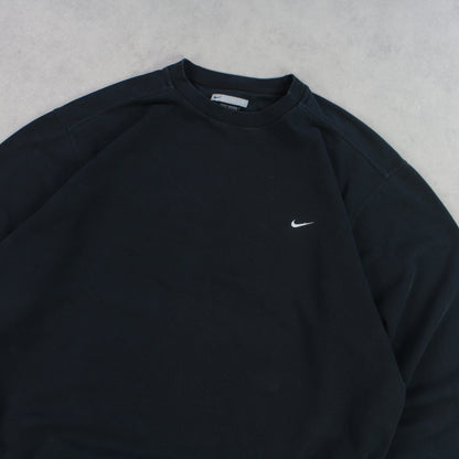 RARE 00s Nike Swoosh Sweatshirt Black - (XL)