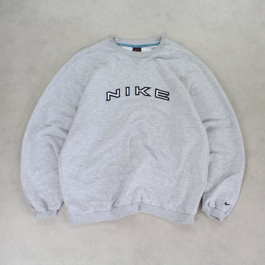 RARE 1990s Heavyweight Nike Sweatshirt Grey - (L)