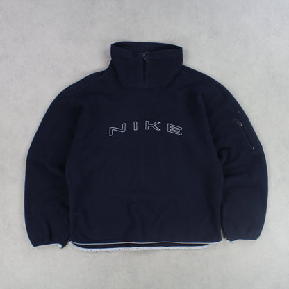 SUPER RARE 90s Nike 1/4 Fleece Navy - (M)